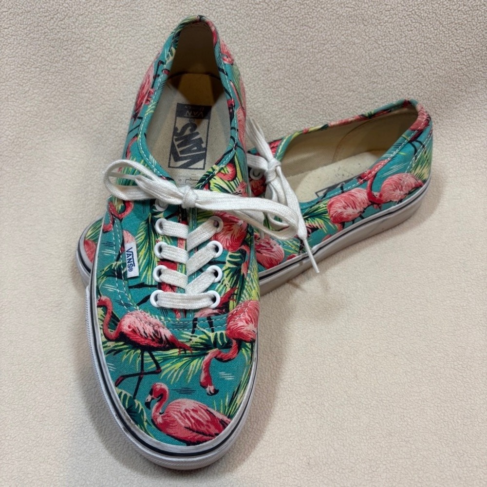 Vans Authentic Van Doren Flamingo Tropical Pink Blue Canvas Sneakers Womens 9.5